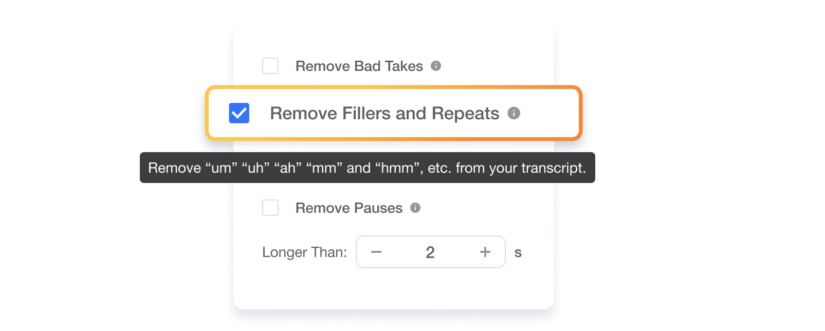 Video Auto Cut feature by Visla - Remove filler words and repeated phrases for a more concise video content.