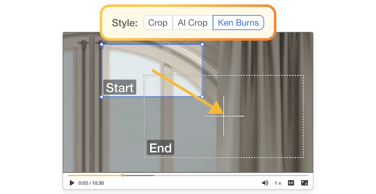 Ken Burns effect for training visuals in Visla