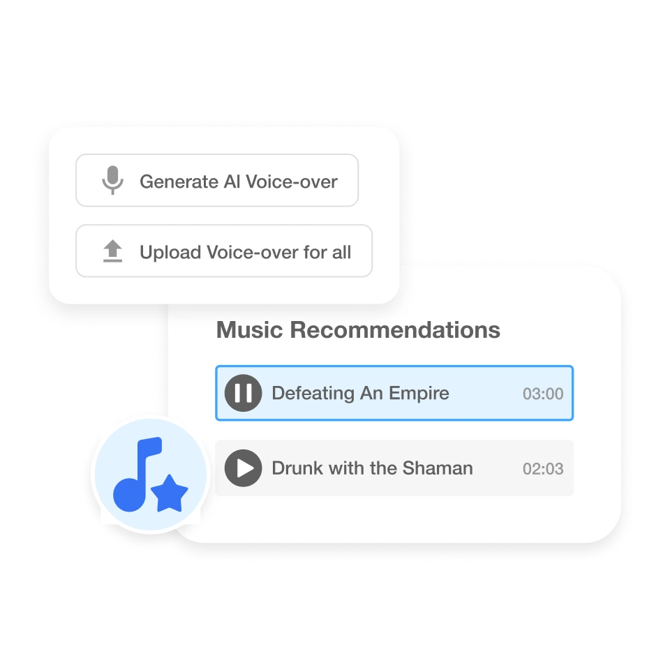 Visla interface showing editing tools such as adding music, voiceovers, and making final touches.