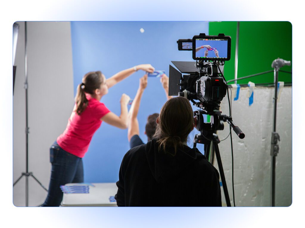 A product demonstration video being created. 