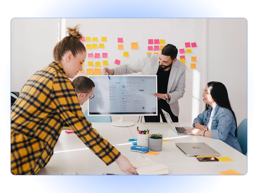 A stock photo of team members. 