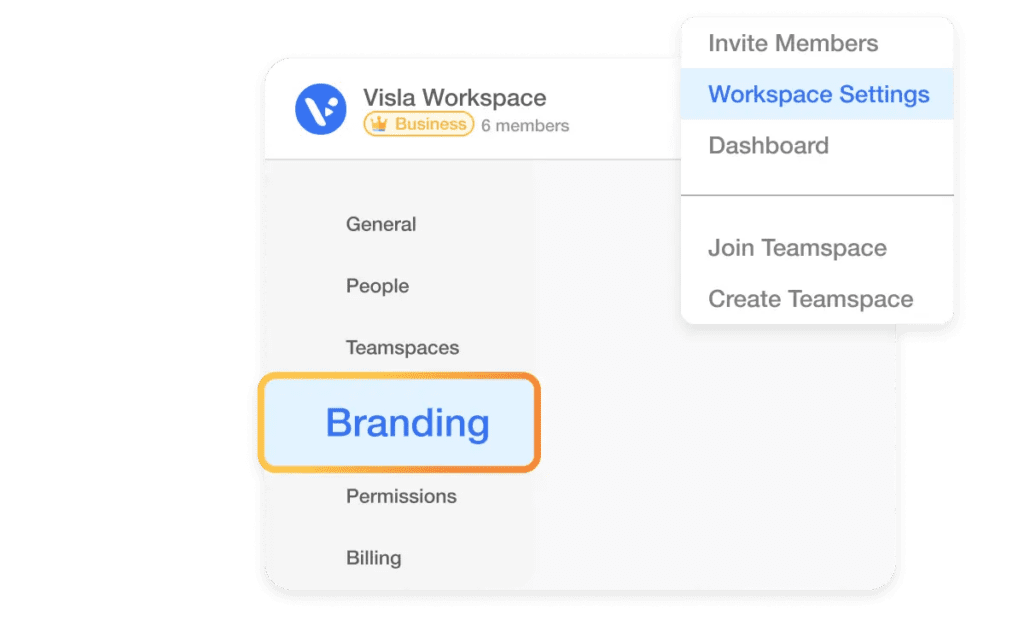 Visla's Branding settings.