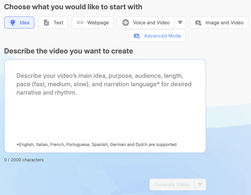 The Advanced Voice and Video option in Visla