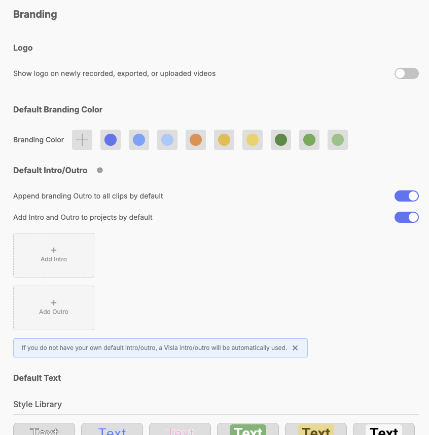 Visla's branding options